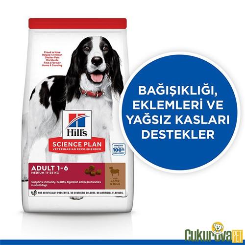 HILL'S SCIENCE PLAN KUZULU ORTA IRK YETİŞKİN KÖPEK MAMASI 12 KG + 2 KG HEDİYE!