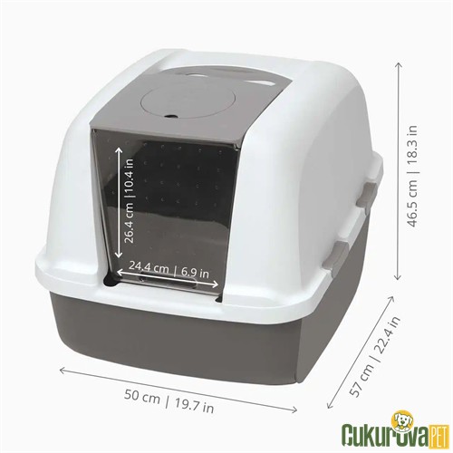 Catit AirSift Jumbo Kapalı Kedi Tuvaleti Gri - Beyaz 57 x 46.5 x 50 Cm