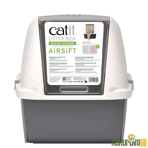 Catit AirSift Regular Kapalı Kedi Tuvaleti Gri - Beyaz 57 x 39 x 46.5 Cm