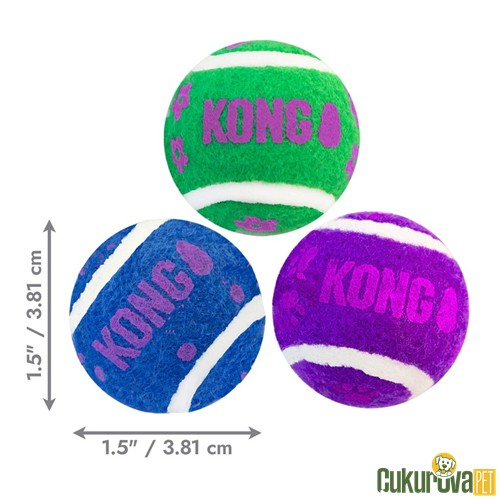 Kong Active Zilli Top Tenis Kedi Oyuncağı 3.5 Cm - 3 Adet