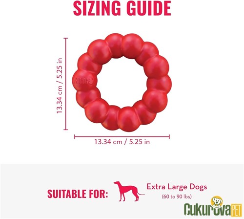 Kong Ring Kauçuk Halka Köpek Oyuncağı Kırmızı - XL / 13 Cm