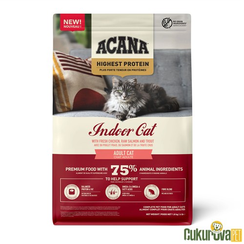 ACANA INDOOR CAT YÜKSEK PROTEİNLİ TAVUKLU VE BALIKLI KISIRLAŞTIRILMIŞ KEDİ MAMASI 1.8 KG