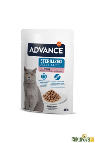 ADVANCE HİNDİ ETLİ KISIRLAŞTIRILMIŞ YETİŞKİN KEDİ YAŞ MAMASI 85 GR