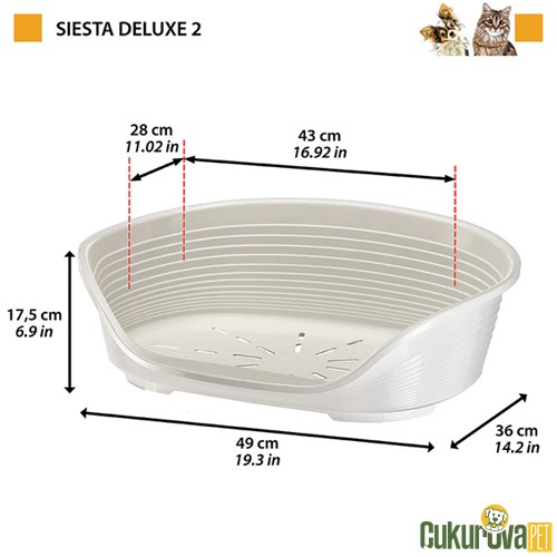 Ferplast Siesta Deluxe 2 Plastik Kedi ve Yavru Köpek Yatağı 49 x 36 x 17.5 Cm / Pembe