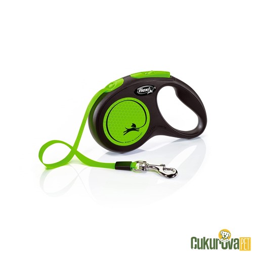 Flexi Neon Reflektörlü Köpek Otomatik Gezdirme Kayışı Yeşil - S - 5 M