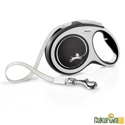 Flexi New Comfort Şerit Otomatik Köpek Gezdirme Kayışı Gri - Siyah / L - 8 M