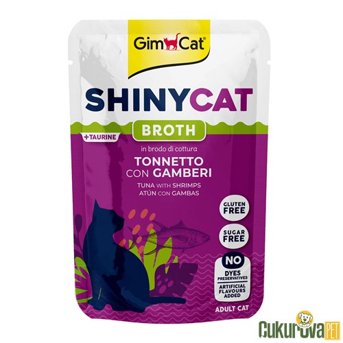 GIMCAT KEDİ POUCH SHINYCAT TON BALIKLI VE KARİDESLİ YETİŞKİN KEDİ YAŞ MAMASI 70 GR