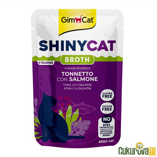 GIMCAT KEDİ POUCH SHINYCAT TON BALIKLI VE SOMONLU YETİŞKİN KEDİ YAŞ MAMASI 70 GR