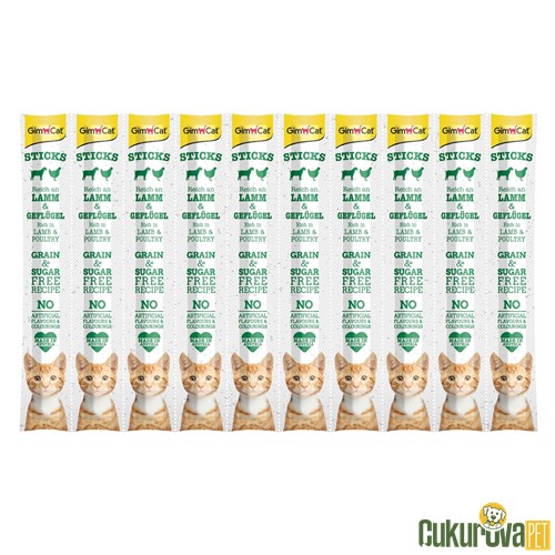 GIMCAT STICKS KUZU ETLİ TAVUKLU KEDİ ÖDÜL ÇUBUĞU 50 GR 10'LU 