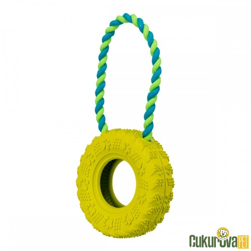 Trixie Kauçuk İpli Tekerlek Köpek Oyuncağı Karışık Renkli - 15 Cm