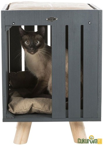 Trixie Pusula Minderli Kedi Evi Antrasit Gri 38 x 38 x 51 Cm