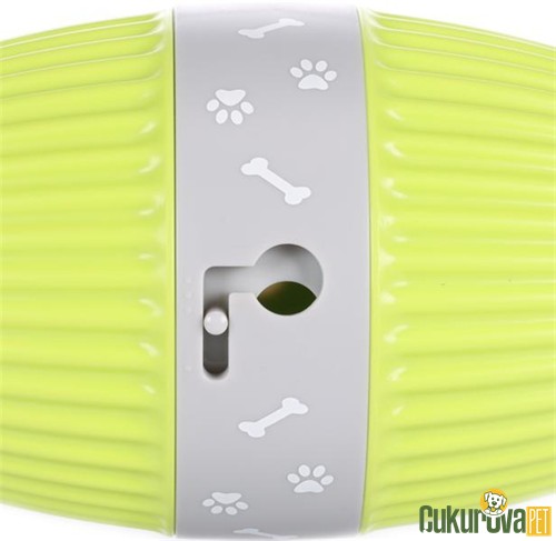 Flamingo Bent Dönebilen Tabaklı Ödül Maması Dispanseri Kedi & Köpek Oyuncağı Açık Yeşil & Gri - 31 x 25 x 26 Cm