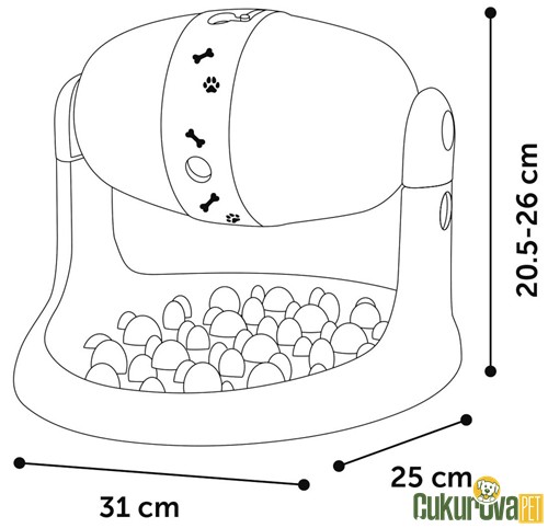 Flamingo Bent Dönebilen Tabaklı Ödül Maması Dispanseri Kedi & Köpek Oyuncağı Açık Yeşil & Gri - 31 x 25 x 26 Cm