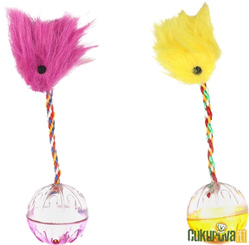 Flamingo Fiba Tüylü Dönen Plastik Kedi Topu Karışık Renkli 17 x 4.4 Cm