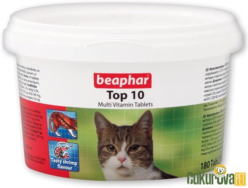 BEAPHAR TOP 10 MULTIVITAMIN TABLETS KEDİ VİTAMİNİ 180 ADET