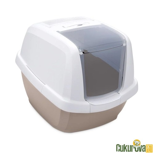 Imac Maddy Kapalı Kedi Tuvaleti - Bej / Beyaz - 65 x 47.5 x 47.5 Cm