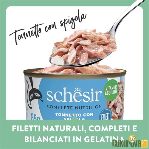 Schesir Ton Balıklı Ve Levrekli In Jelly Yetişkin Kedi Yaş Maması 85 Gr