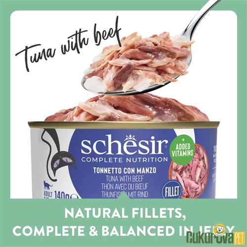 Schesir Complete Nutrition Ton Balıklı ve Dana Etli Yetişkin Kedi Yaş Maması 140 Gr