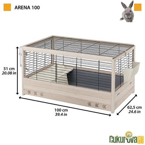 Ferplast Arena 100 Ahşap Tavşan Kafesi 100 x 62.5 x 51 Cm