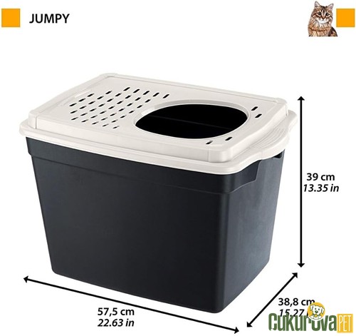 Ferplast Jumpy Kapalı Kedi Tuvaleti Siyah - Gri 38 x 57 x 39 Cm