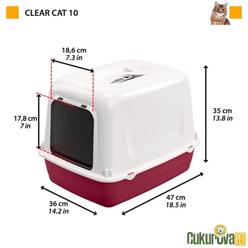 Ferplast Clear Cat 10 Kapalı Kedi Tuvaleti Karışık Renkli 47 x 36 x 35 Cm