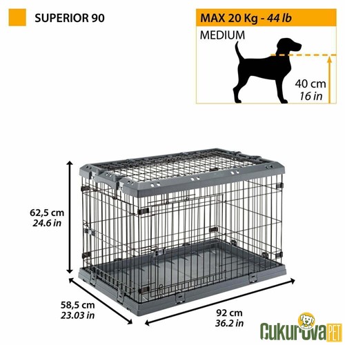 Ferplast Superior 90 Kedi & Köpek Taşıma Kafesi 92 x 58.5 x 62.5 Cm