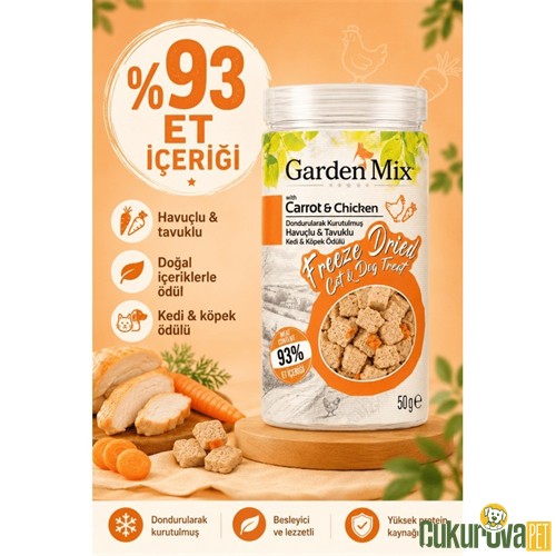 Gardenmix Freeze Dried Havuçlu ve Tavuklu Kedi & Köpek Ödül Maması 50 Gr