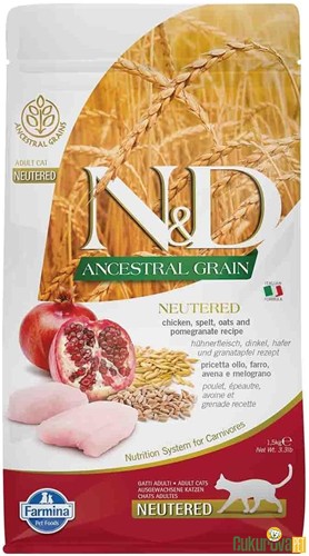 N&D Ancestral Grain Neutered Tavuklu Ve Narlı Kısırlaştırılmış Kedi Maması 1.5 Kg