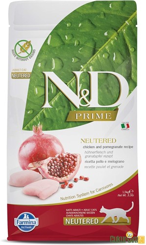 N&D Prime Neutered Tavuklu Ve Narlı Kısırlaştırılmış Kedi Maması 1.5 Kg