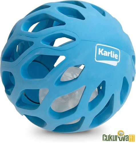 Karlie Gitterball Led Işıklı Top Köpek Oyuncağı Mavi - 11.5 Cm