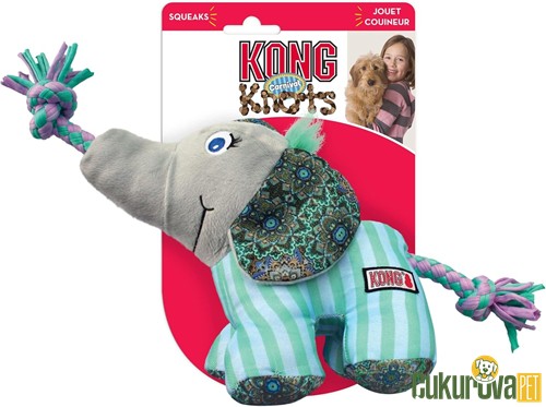 Kong Knots Carnival Sesli Diş İpli Peluş Fil Köpek Oyuncağı S - M / 30 Cm