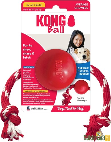 Kong Ball Kauçuk İpli Top Köpek Oyuncağı Kırmızı - S / 6.5 Cm