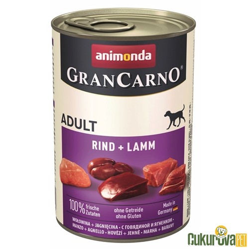 Animonda GranCarno Adult Sığır Etli ve Kuzu Etli Yeti̇şki̇n Köpek Yaş Maması 400 Gr