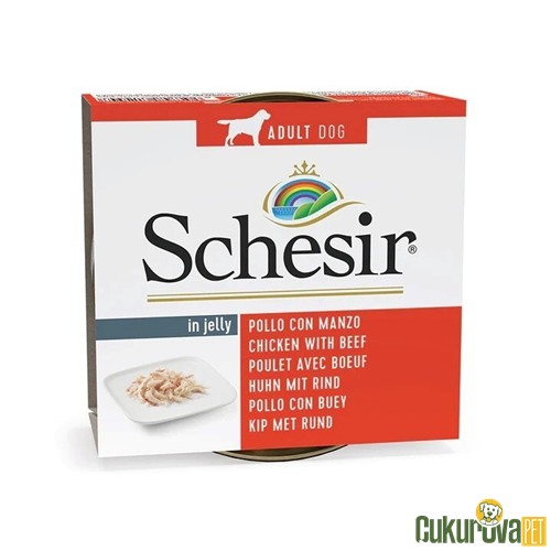 Schesir In Jelly Tavuklu ve Sığır Etli Yetişkin Köpek Yaş Maması 150 Gr