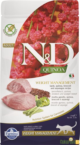 N&D Quinoa Weight Management Kuzulu Kinoalı Ve Brokolili Yetişkin Kedi Maması 1.5 Kg
