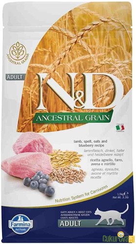 N&D Ancestral Grain Adult Kuzu Etli Ve Yaban Mersinli Yetişkin Kedi Maması 1.5 Kg