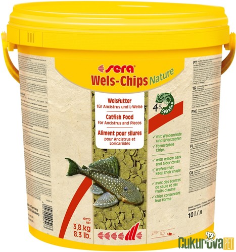 Sera Wels-Chips Nature Tablet Yem 10 L - 3.8 Kg