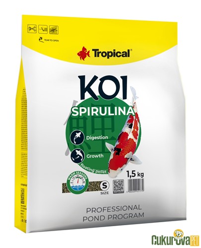 Tropical Koi Spirulina Pellet Size S Havuz Yemi 5 L - 1.5 Kg
