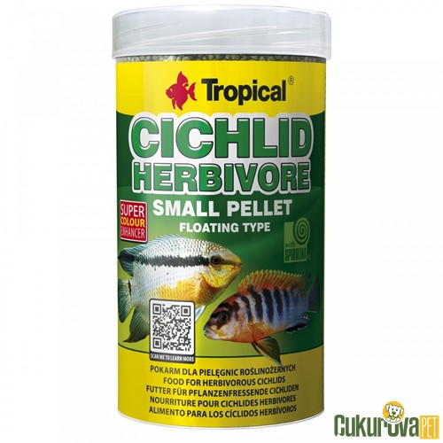 Tropical Cichlid Herbivore Small Pellet Granül Yem 1000 Ml - 360 Gr