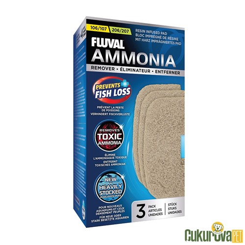 Fluval 106/107 - 206/207 Ammonia Remover / Amonyak Giderici Filtre Süngeri 3 Adet