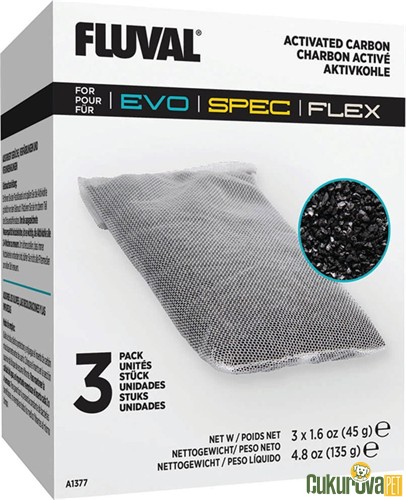 Fluval Flex Activated Carbon / Karbon Kimyasal Filtre Malzemesi 3 x 45 Gr