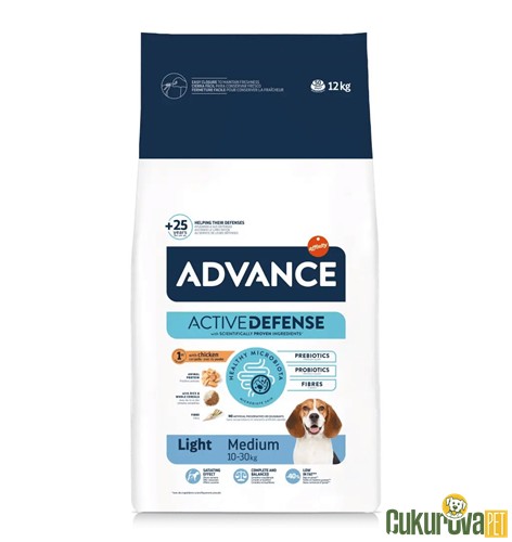 Advance Light Medium Tavuklu Ve Pirinçli Yeti̇şki̇n Köpek Maması 12 Kg