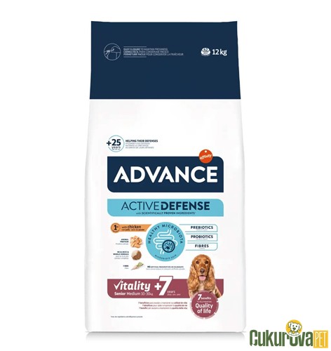 Advance Vitality+7 Senior Medium Tavuklu Yaşlı Köpek Maması 12 Kg