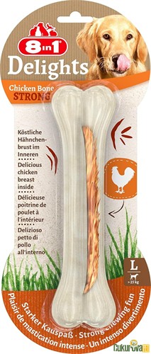 8 In 1 Delights Chicken Bone Strong Tavuklu Köpek Ödül Kemiği L / 130 Gr