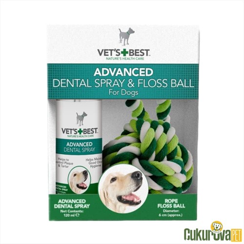 Vet's Best Köpek Ağız ve Diş Bakım Spreyi ve İp Oyuncak 120 Ml - 6 Cm