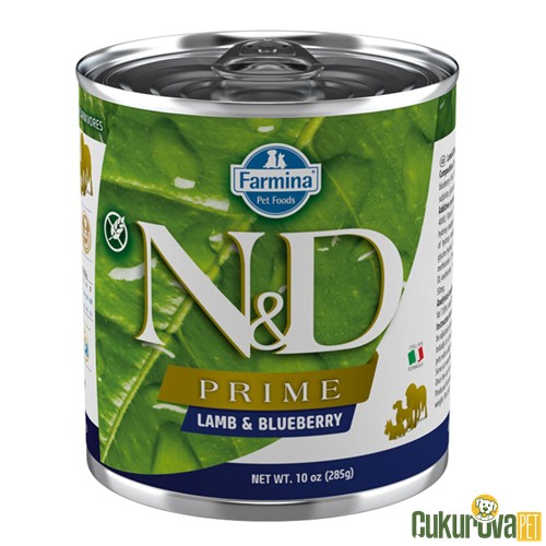 N&D Prime Adult Kuzu Etli ve Yaban Mersinli Yetişkin Köpek Yaş Maması 285 Gr