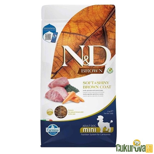 N&D Brown Kuzu Etli Spirulina ve Havuçlu Küçük Irk Yetişkin Köpek Maması 2 Kg