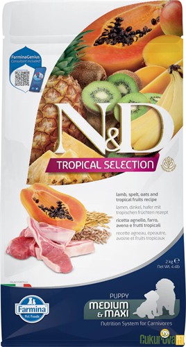 N&D Tropical Selection Kuzu Etli Orta Ve Büyük Irk Yavru Köpek Maması 2 Kg