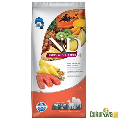 N&D Tropical Selection Somonlu Orta Ve Büyük Irk Yetişkin Köpek Maması 10 Kg