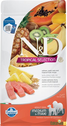N&D Tropical Selection Somonlu Orta Ve Büyük Irk Yetişkin Köpek Maması 2 Kg